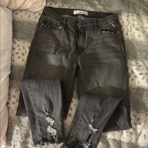 Fashion Nova Gray Skinny Distressed Jeans
